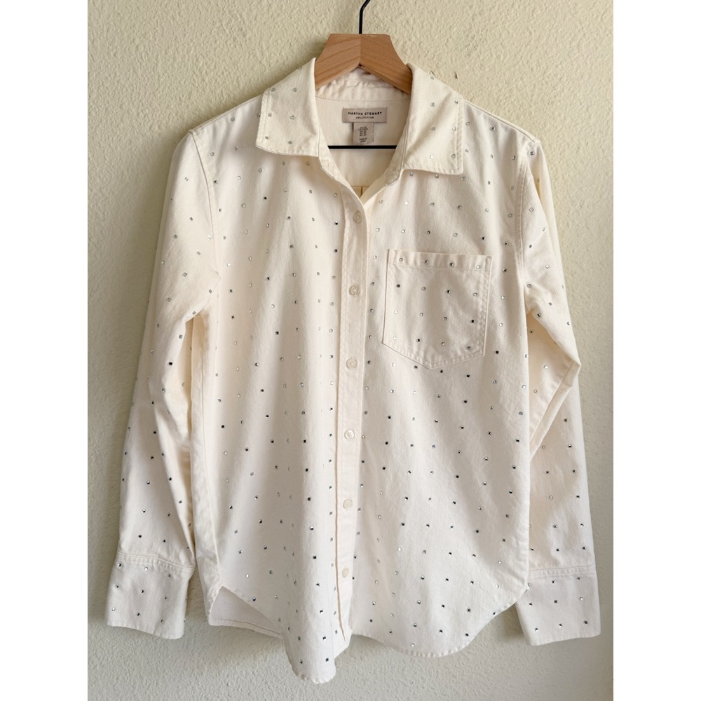 Martha Stewart Cream Button-Down Women’s Shirt-Size XS